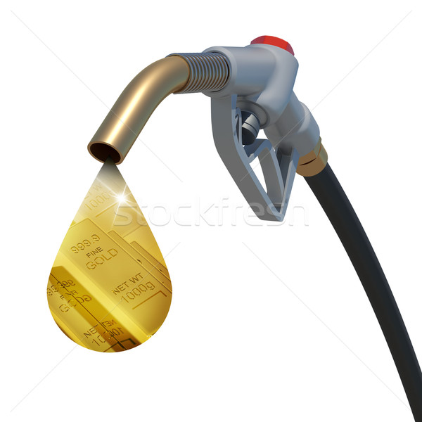Gold bars in the drop weeping from hose tube Stock photo © cherezoff