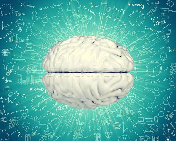 Model creierul uman abstract albastru diferit simboluri Imagine de stoc © cherezoff