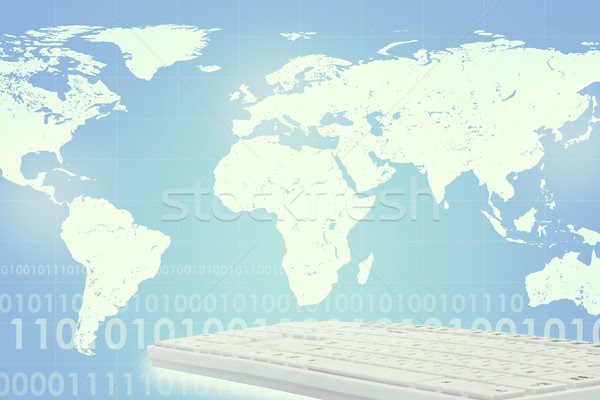 Stockfoto: Toetsenbord · aarde · kaart · abstract · computer · wereld