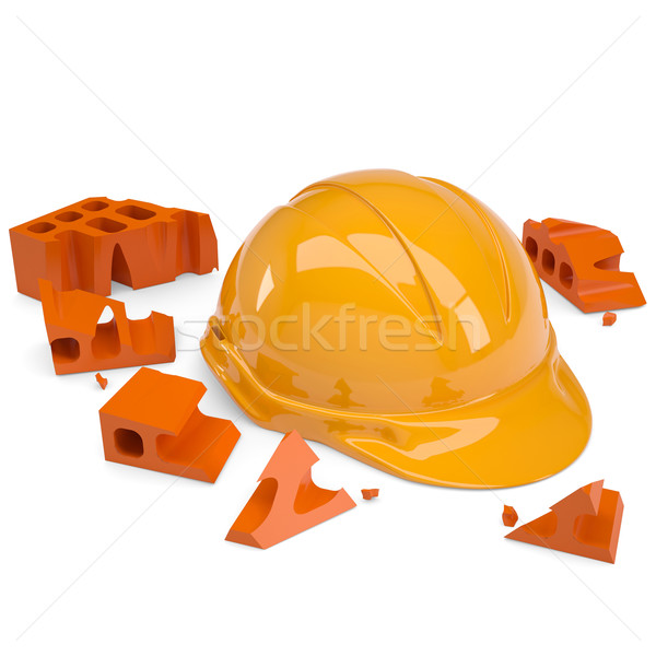 Brick crashed on a helmet Stock photo © cherezoff