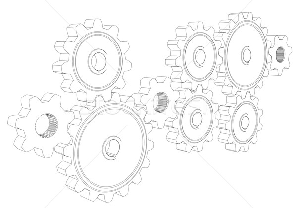 Wire frame gears Stock photo © cherezoff