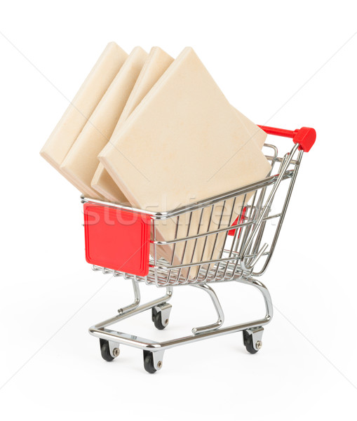 Paving tiles in shopping cart, close up view Stock photo © cherezoff