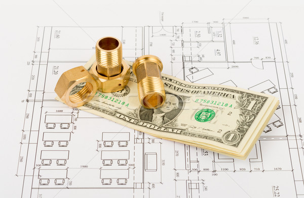 Pipe fittings with cash on draft Stock photo © cherezoff