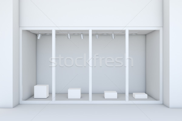 Shopfront with large windows. White store facade Stock photo © cherezoff
