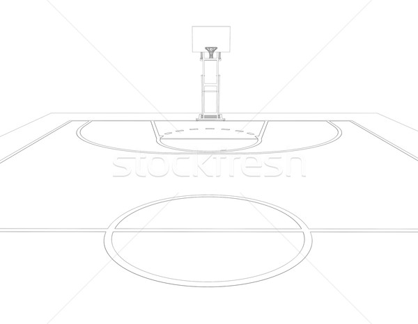 バスケットボールのコート 線 フレーム 3dのレンダリング 孤立した 黒 ストックフォト © cherezoff