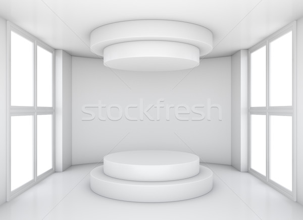 Empty showcase in white room with window Stock photo © cherezoff