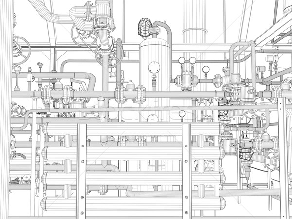 Industrial equipment. Wire-frame render Stock photo © cherezoff