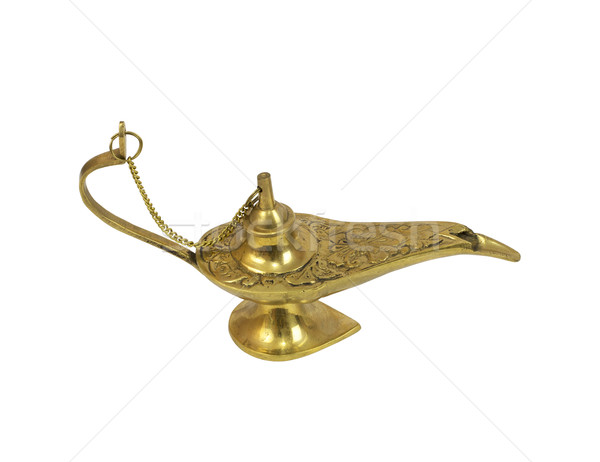 Gold genie Lampe isoliert weiß Licht Stock foto © cherezoff