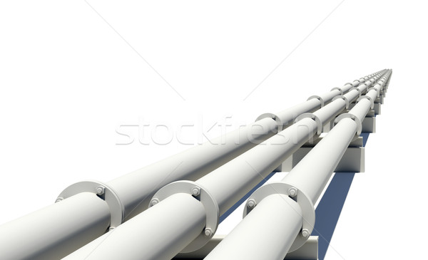 White industrial pipes stretching into distance. Isolated Stock photo © cherezoff