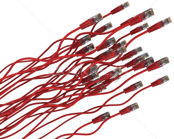 Group of red network cable on white background Stock photo © cherezoff