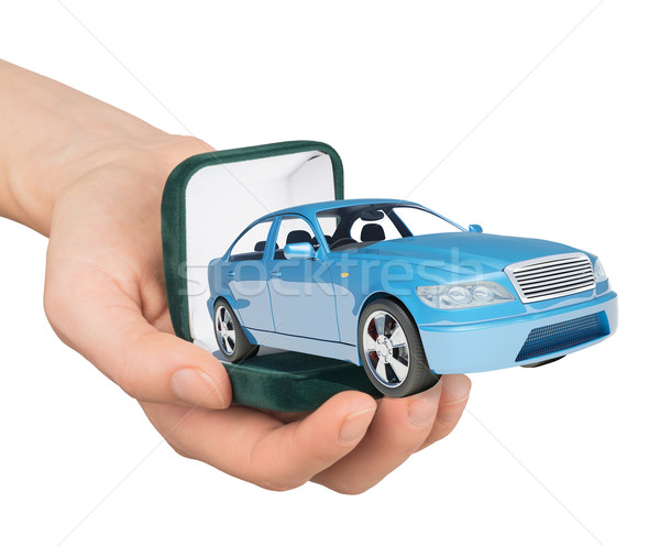 Empty ring box with car in humans hand Stock photo © cherezoff