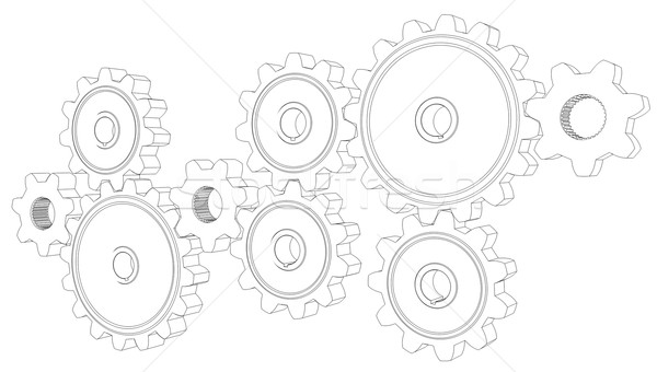 Wire frame gears Stock photo © cherezoff