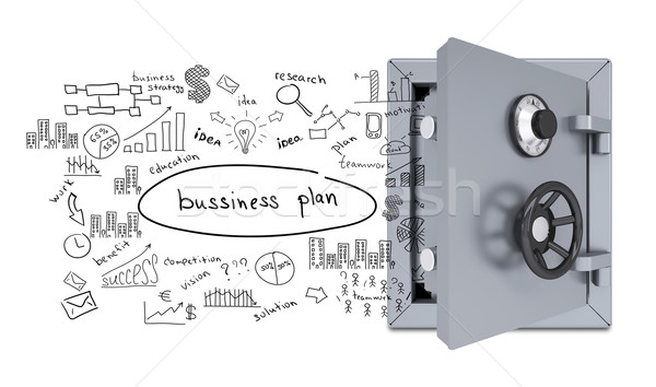 Business sketches from an open safe Stock photo © cherezoff