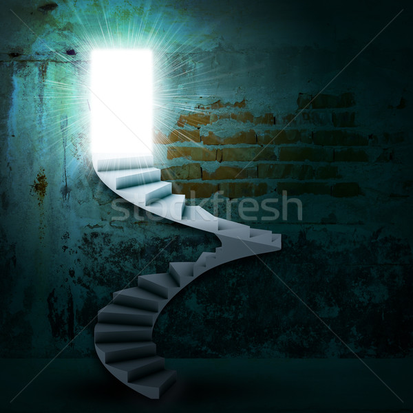 Spiral stairs and magic doors Stock photo © cherezoff