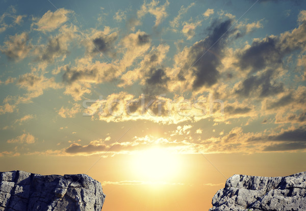 Luka dwa skał Świt niebo Zdjęcia stock © cherezoff