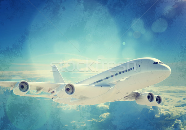 Jet in blue sky Stock photo © cherezoff