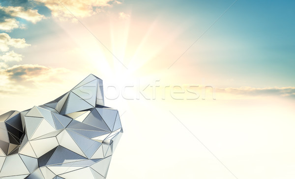 Metal modern building on sky background Stock photo © cherezoff