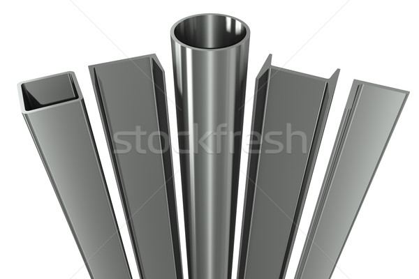 Metal pipe, girders, angles, channels and square tube on a white background Stock photo © cherezoff