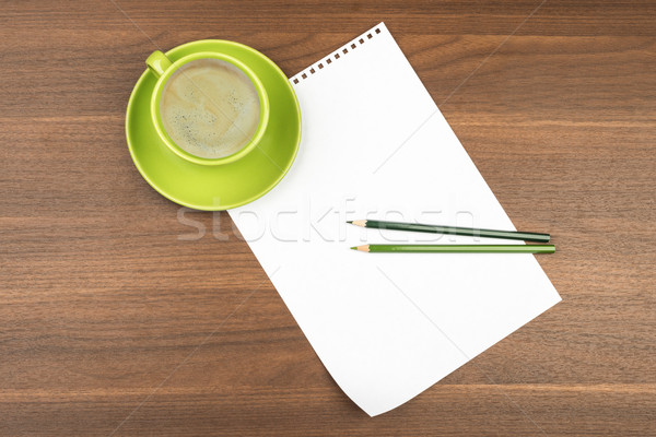 Blank paper with coffee on table Stock photo © cherezoff
