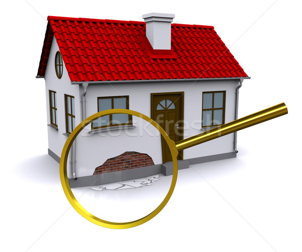 Magnifying glass increases the damage on the wall 3d home Stock photo © cherezoff