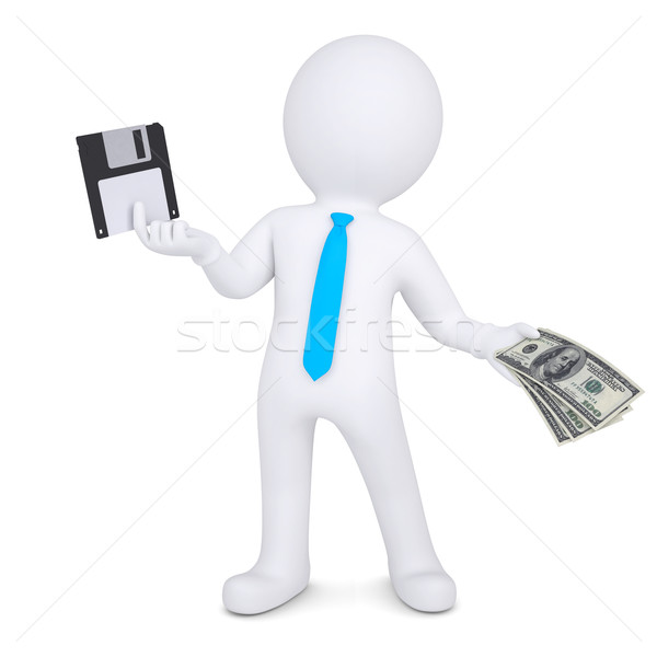 3d man changes the floppy disk on the money Stock photo © cherezoff