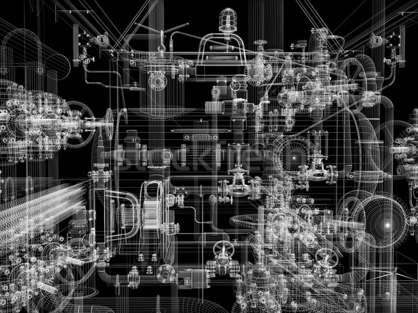 Foto d'archivio: Industriali · wireframe · isolato · nero