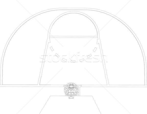 Teren de baschet sârmă cadru 3d face izolat negru Imagine de stoc © cherezoff