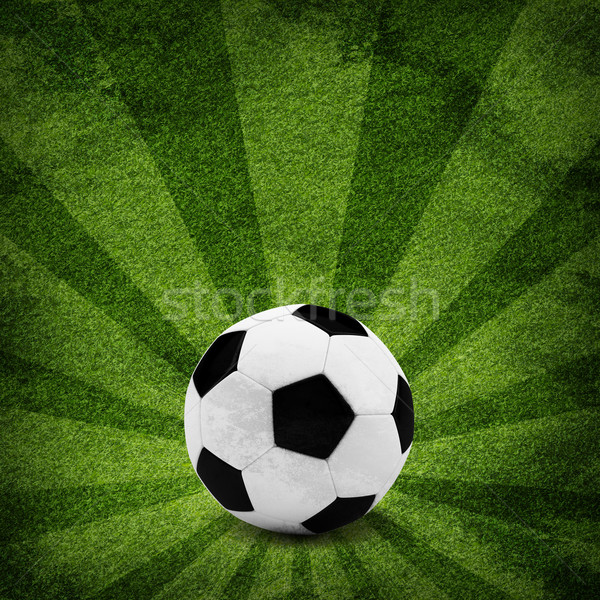 Foto stock: Balón · de · fútbol · grunge · estilo · deportes · textura · hierba