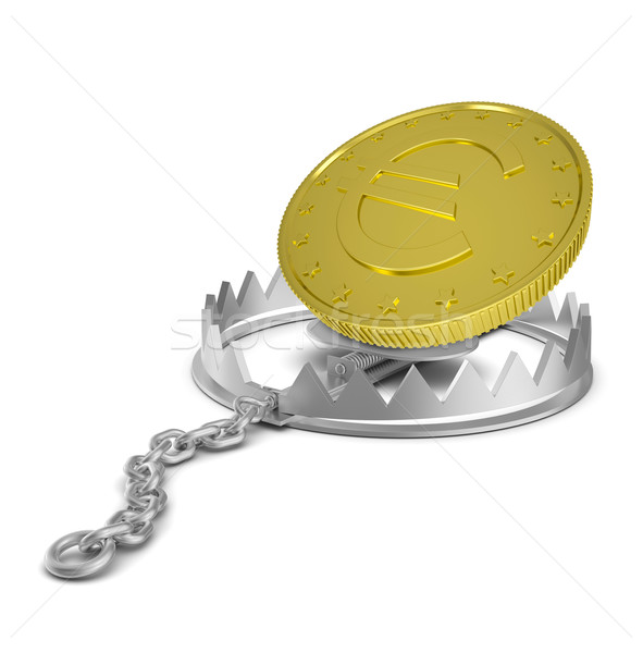 Euro monedă poartă capcana izolat alb Imagine de stoc © cherezoff