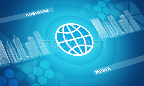 Stock photo: City model with computer icons