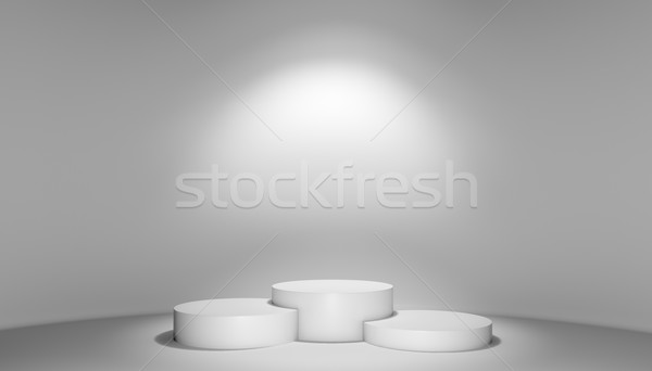 Spotlight illuminate podium with steps in room Stock photo © cherezoff