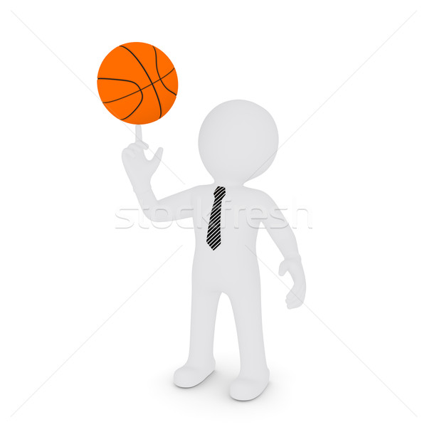 The white man keeps his finger on a basketball Stock photo © cherezoff