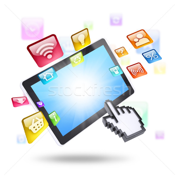 Tablet computer and application icons Stock photo © cherezoff