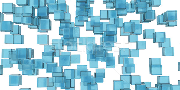 Stock foto: Abstraktion · blau · Eiswürfel · isoliert · weiß · Bau