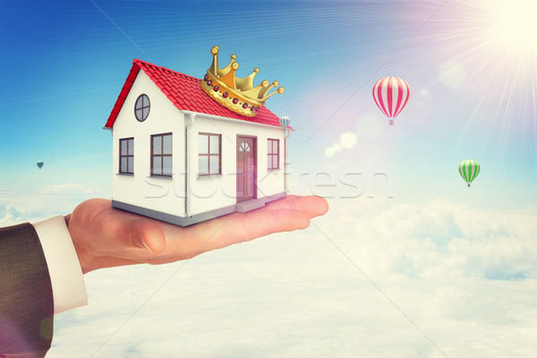 Estate agent holding house in right hand Stock photo © cherezoff