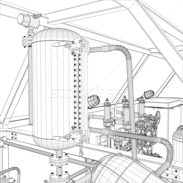 Industrial equipment. Wire-frame vector Stock photo © cherezoff