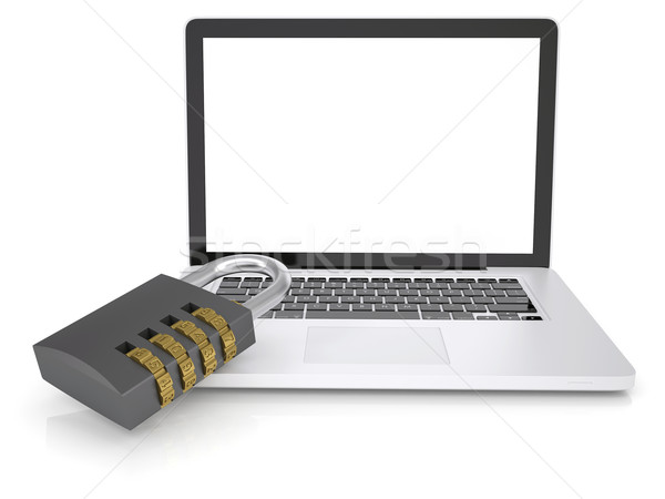 кодовый замок ноутбука изолированный оказывать белый служба Сток-фото © cherezoff