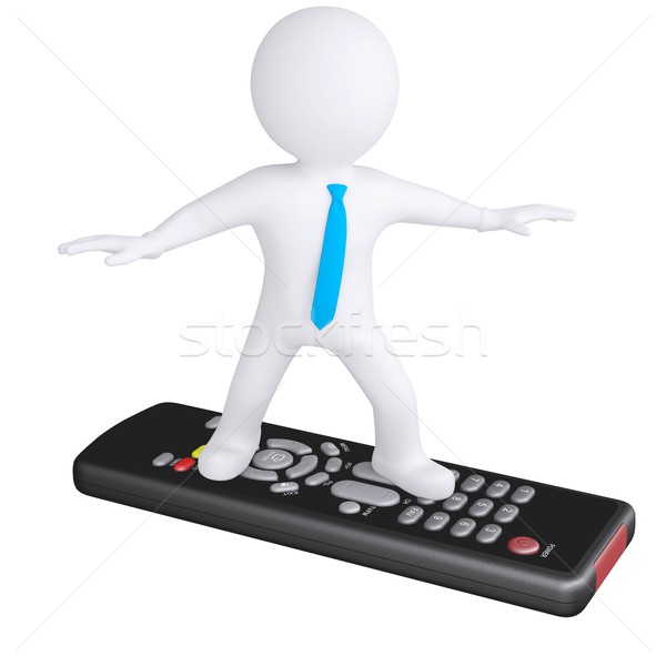 3d white man standing on the remote Stock photo © cherezoff