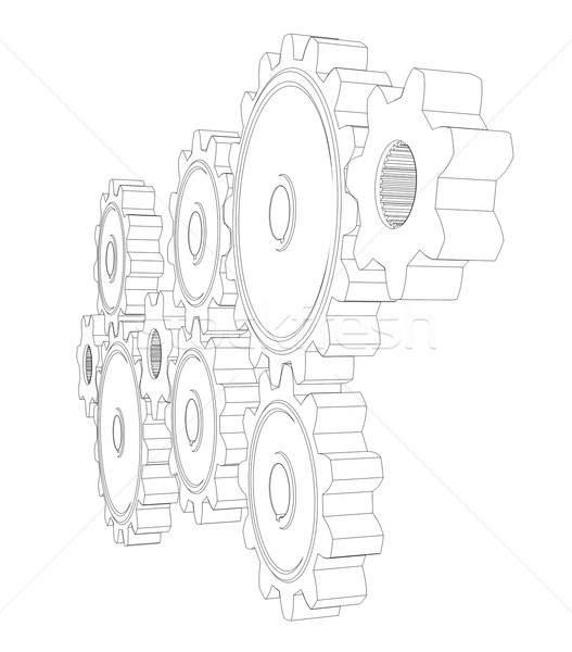 Wire frame gears Stock photo © cherezoff