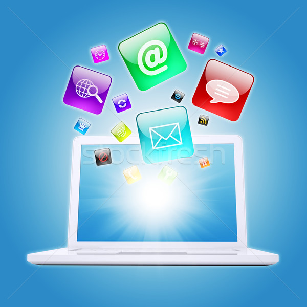 Laptop programma iconen computersoftware business computer Stockfoto © cherezoff