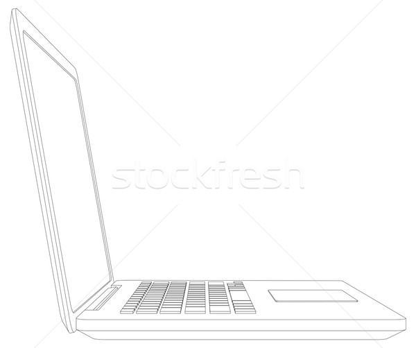 Sketch of wire-frame open laptop. Vector illustration Stock photo © cherezoff