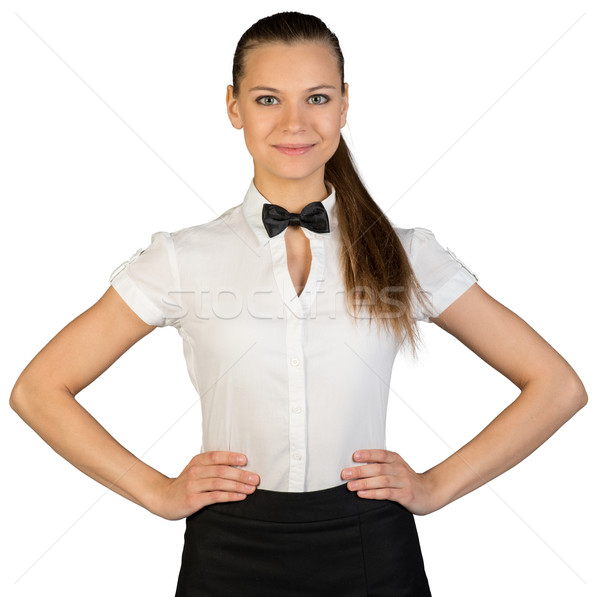 Waitress with hands on waist looking at camera Stock photo © cherezoff