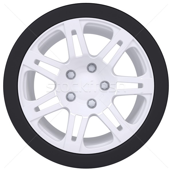 [[stock_photo]]: Voiture · roue · isolé · blanche · affaires