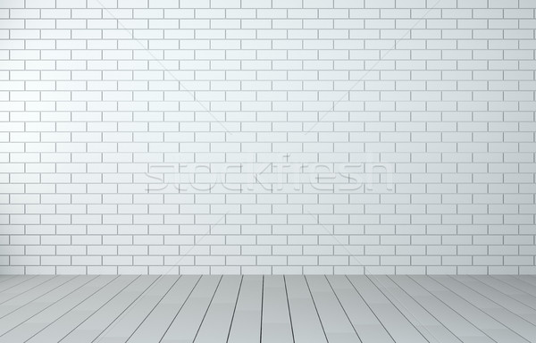 Interior room with brick wall and wooden floor Stock photo © cherezoff