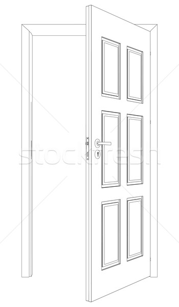 Wire-frame opened door. Vector Illustration Stock photo © cherezoff