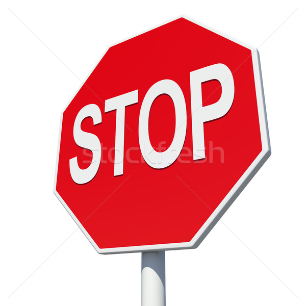 Octagonal road sign with word stop. Isolated  Stock photo © cherezoff