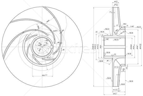Expanded wheel sketch with span and radical Stock photo © cherezoff