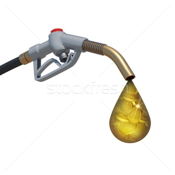 Drop full of gold coins weeping from fuel nozzle Stock photo © cherezoff