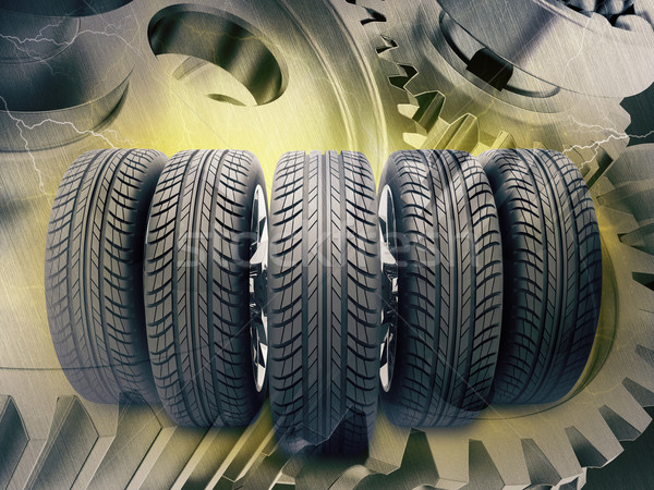 Stock photo: Wheels on glowing abstract background