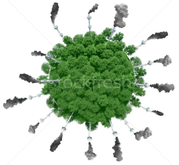 Smoke from the chimneys on the green planet Stock photo © cherezoff